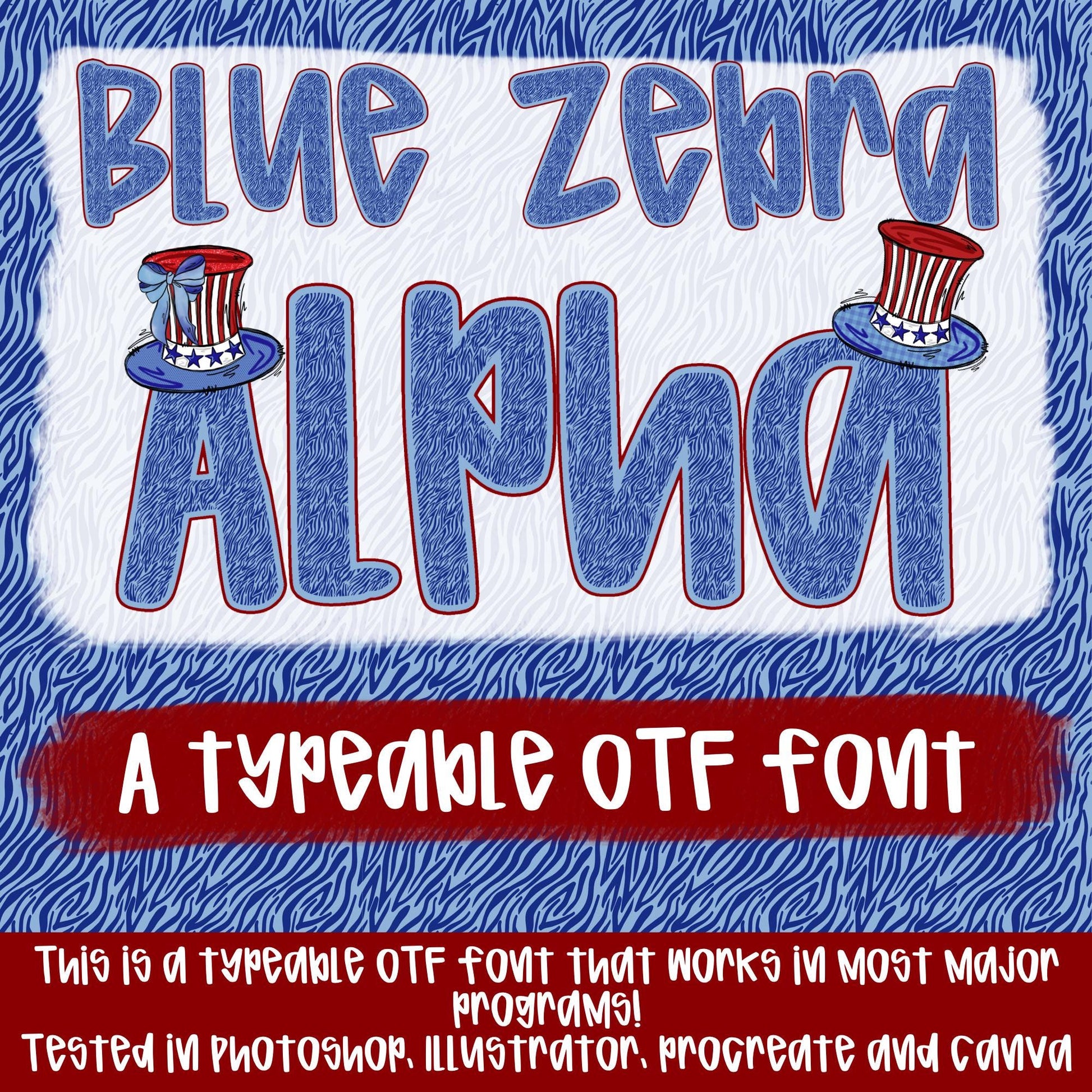 Typeable Images Blue Zebra Alpha | Typeable Font | Sublimation Design | Digital Downlo ...