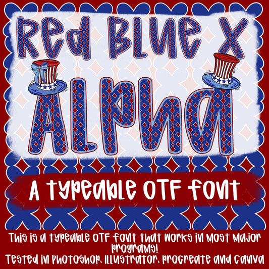 Red Blue X Alpha | Typeable Font | Sublimation Design | Digital Download | Women’s, Kids Shirt PNG