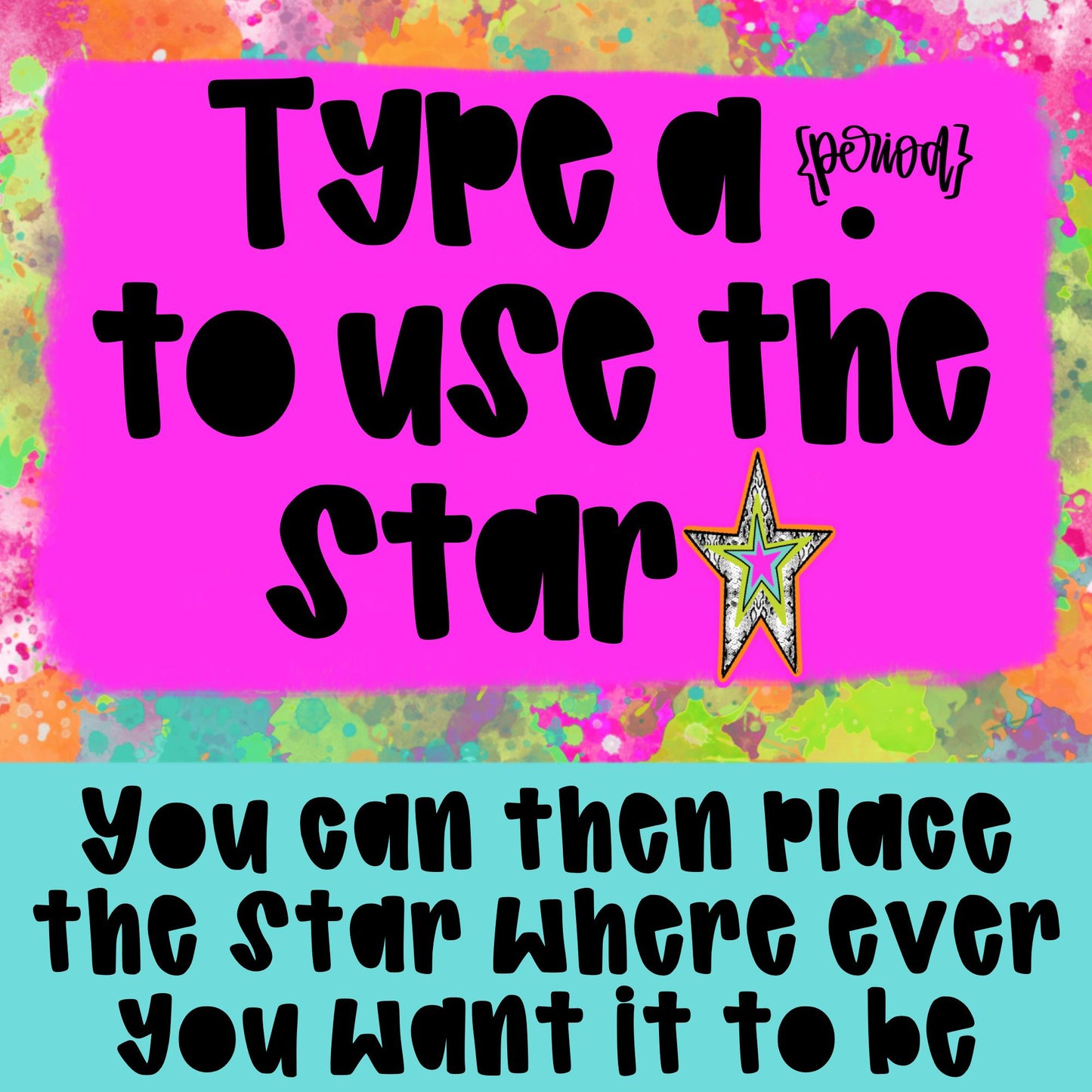 Neon Paint Splatter Alpha | Typeable Font | Sublimation Design | Digital Download | Women’s, Kids Shirt PNG