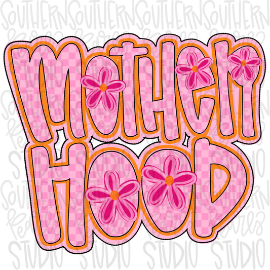 Motherhood lettering with flowers | Sublimation Design | Digital Download | Women’s, Kids Shirt PNG