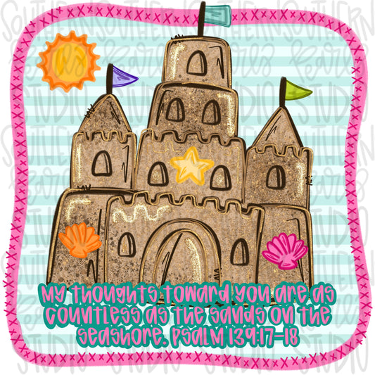 Sand castle with Bible verse girly | front and back designs | Sublimation Design | Digital Download | Women’s, Kids Shirt PNG