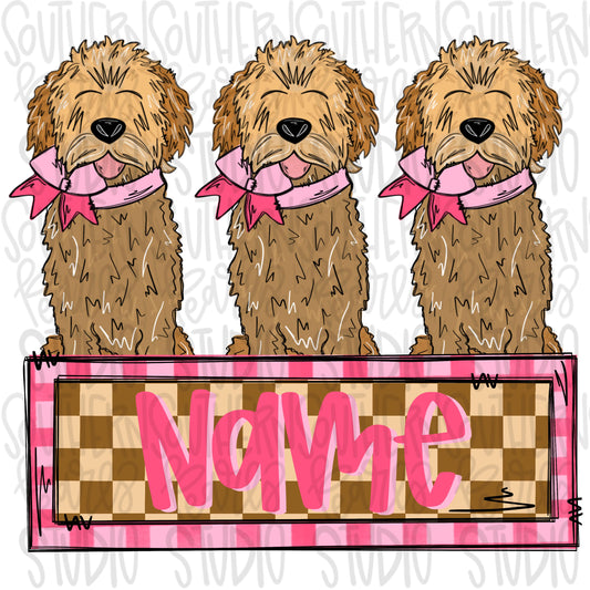 Goldendoodle trio girls with patch | Sublimation Design | Digital Download | Women’s, Kids Shirt PNG