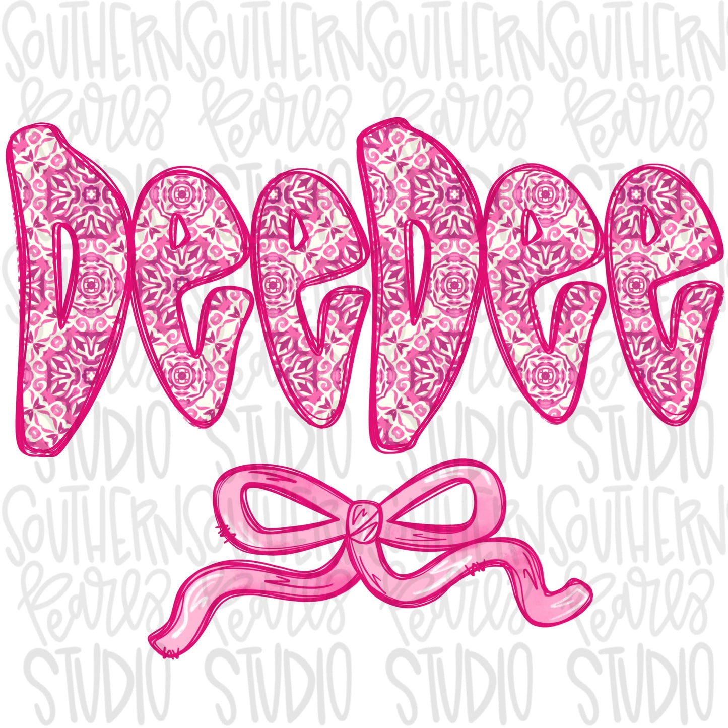 DeeDee pink floral with bow | Sublimation Design | Digital Download | Women’s, Kids Shirt PNG