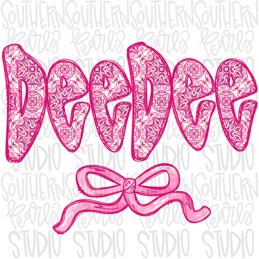 DeeDee pink floral with bow | Sublimation Design | Digital Download | Women’s, Kids Shirt PNG