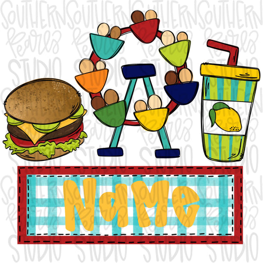 Fair trio with name plate | Sublimation Design | Digital Download | Women’s, Kids Shirt PNG