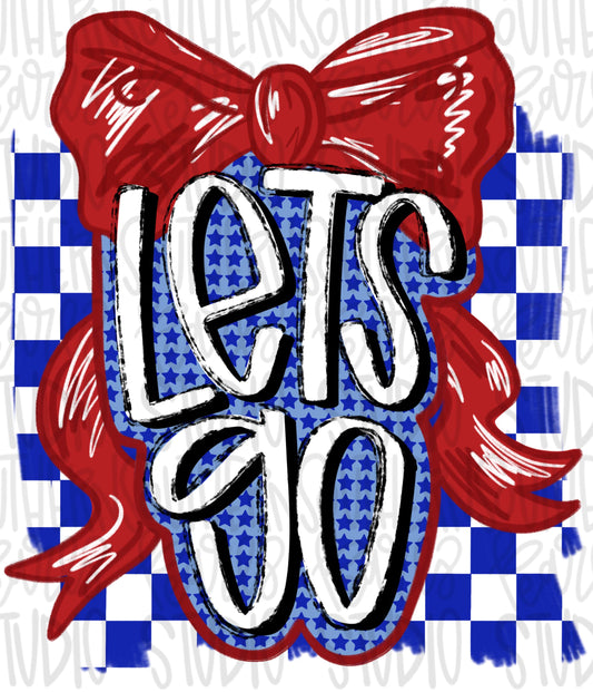Let’s Go bow | red and royal | Go Team | PNG | Sublimation | Design Download | womens and kids