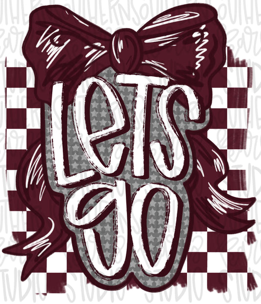Let’s Go bow | maroon and white | Go Team | PNG | Sublimation | Design Download | womens and kids