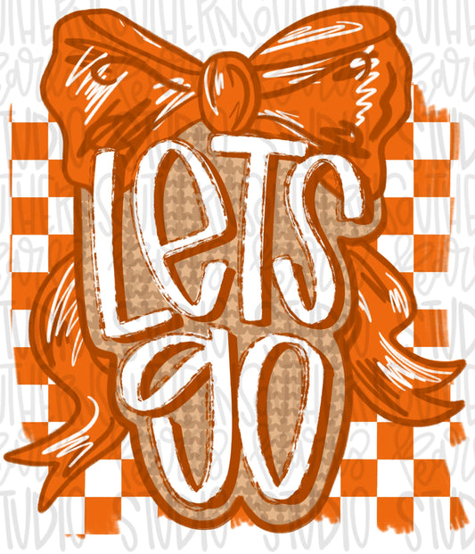 Let’s Go bow | orange and white | Go Team | PNG | Sublimation | Design Download | womens and kids