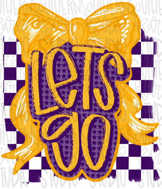 Let’s Go bow | purple and yellow | Go Team | PNG | Sublimation | Design Download | womens and kids
