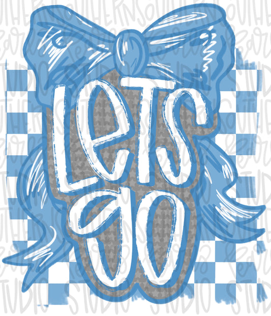 Let’s Go bow | Columbia blue and white | Go Team | PNG | Sublimation | Design Download | womens and kids