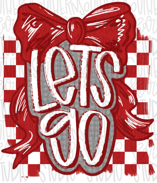 Let’s Go bow | red and white | Go Team | PNG | Sublimation | Design Download | womens and kids