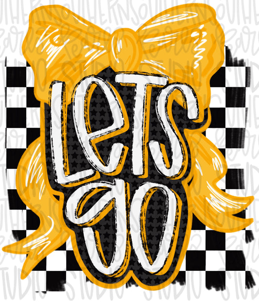 Let’s Go bow | yellow and black | Go Team | PNG | Sublimation | Design Download | womens and kids