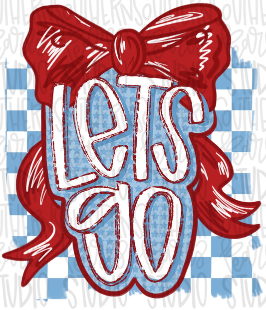 Let’s Go bow | red and light blue | Go Team | PNG | Sublimation | Design Download | womens and kids