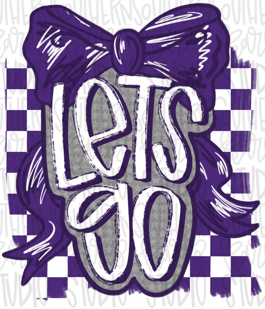 Let’s Go bow | purple and white | Go Team | PNG | Sublimation | Design Download | womens and kids