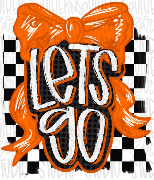 Let’s Go bow | black and orange | Go Team | PNG | Sublimation | Design Download | womens and kids