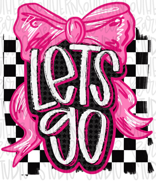 Let’s Go bow | black and pink | Go Team | PNG | Sublimation | Design Download | womens and kids