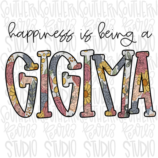 Happiness is being a GIGIMA | Sublimation Design | Digital Download | Women’s, Kids Shirt PNG