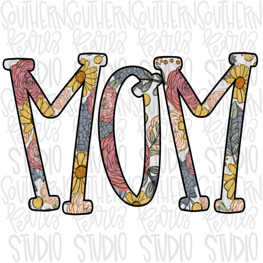 MOM floral | Sublimation Design | Digital Download | Women’s, Kids Shirt PNG