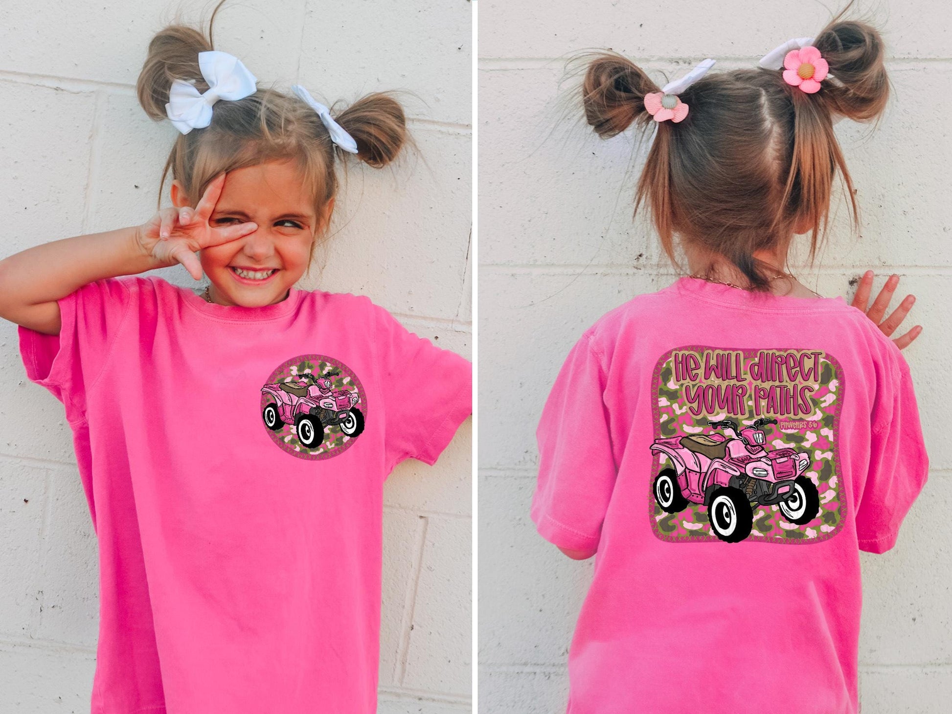 Four wheeler pink girly| He will direct your paths | Bible verse | front and back | Sublimation Design | Digital Download | Women’s Kids PNG