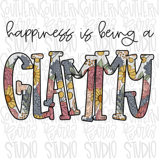 Happiness is being a GLAMMY | Sublimation Design | Digital Download | Women’s, Kids Shirt PNG