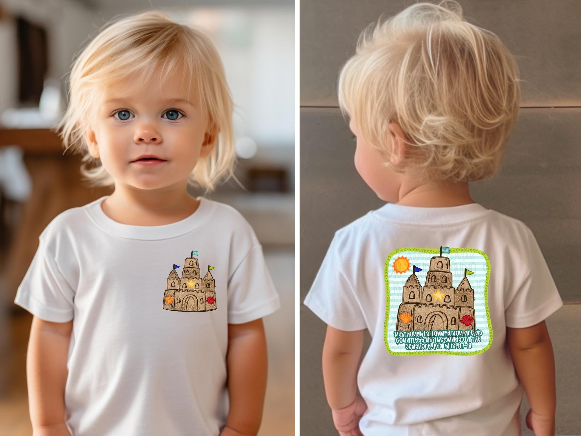 Sand castle with Bible verse | front and back designs | Sublimation Design | Digital Download | Women’s, Kids Shirt PNG