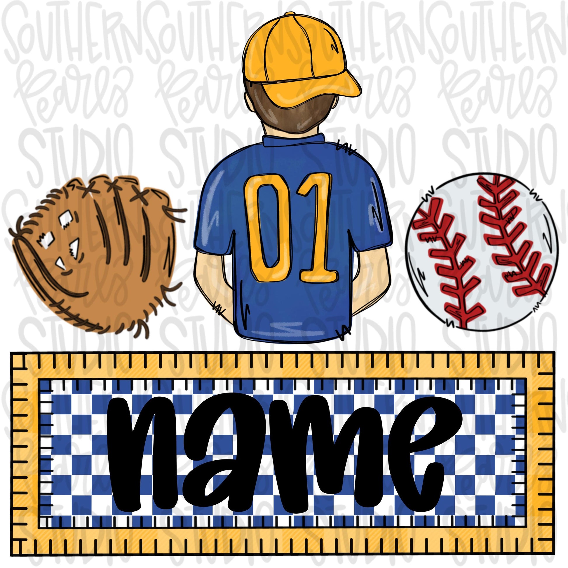 Baseball boy Name Patch | Royal and Yellow | Baseball Mom | Sublimation Design | Digital Download | Women’s, Kids Shirt PNG