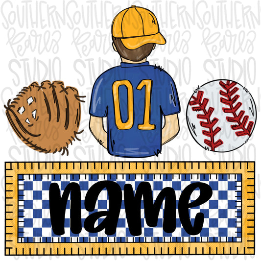Baseball boy Name Patch | Royal and Yellow | Baseball Mom | Sublimation Design | Digital Download | Women’s, Kids Shirt PNG