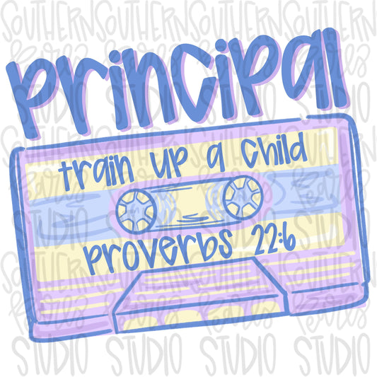 Principal cassette tape | train up a child | proverbs 22:6 | PNG | Sublimation design | Design Download | dtf | dtg | women’s Kids