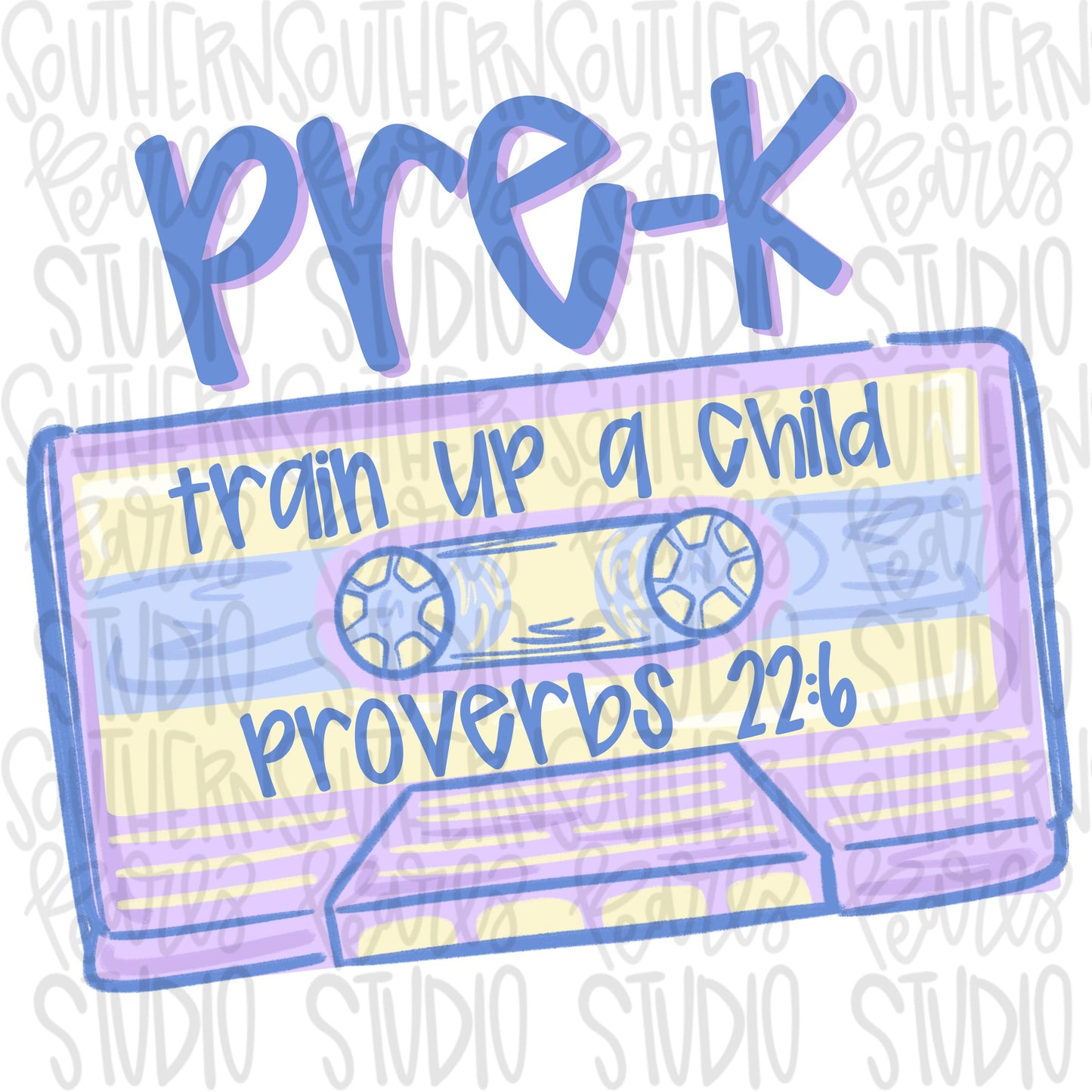 Pre-K cassette tape | train up a child | proverbs 22:6 | PNG | Sublimation design | Design Download | dtf | dtg | women’s Kids