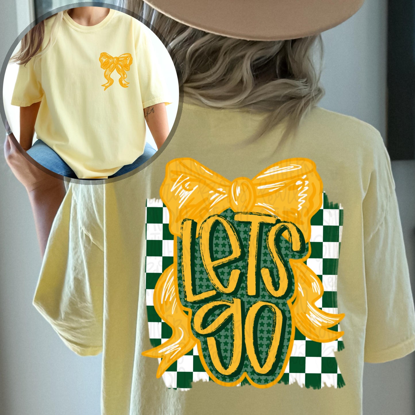 Let’s Go bow | gold and white | Go Team | PNG | Sublimation | Design Download | womens and kids