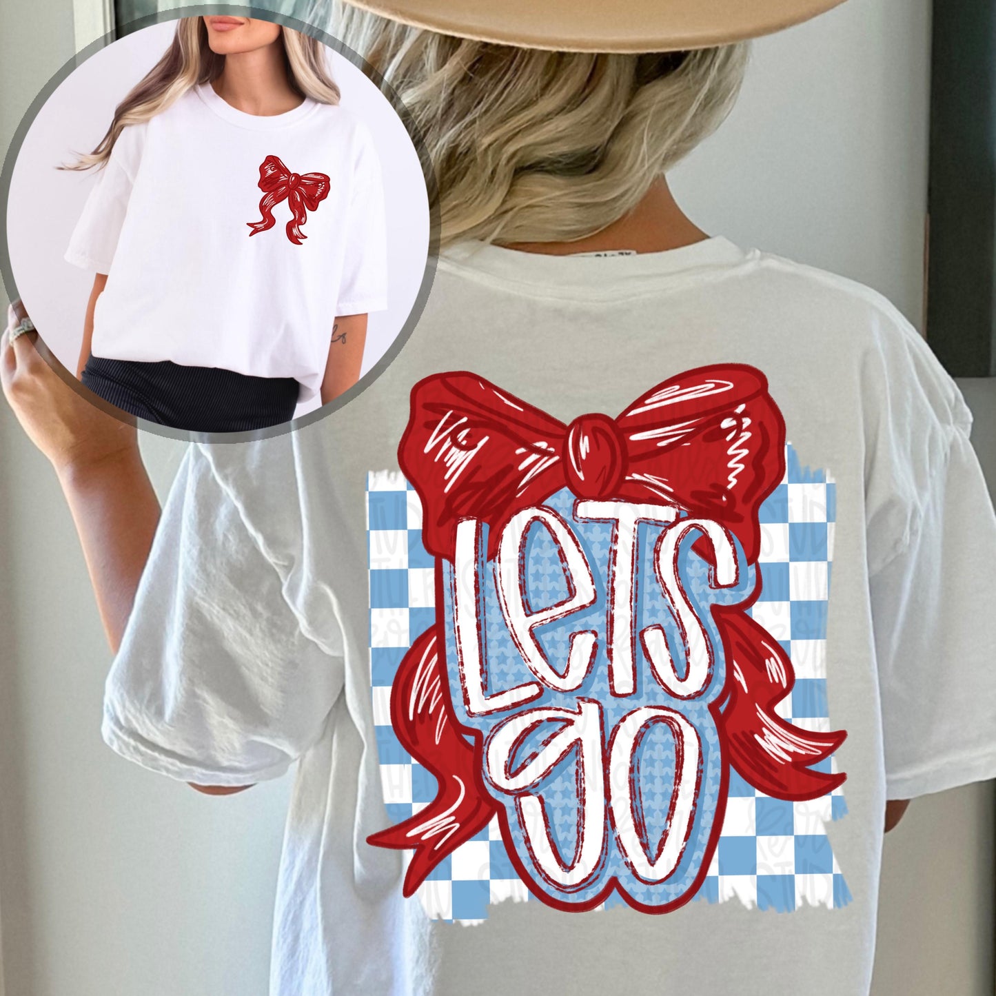 Let’s Go bow | gold and white | Go Team | PNG | Sublimation | Design Download | womens and kids