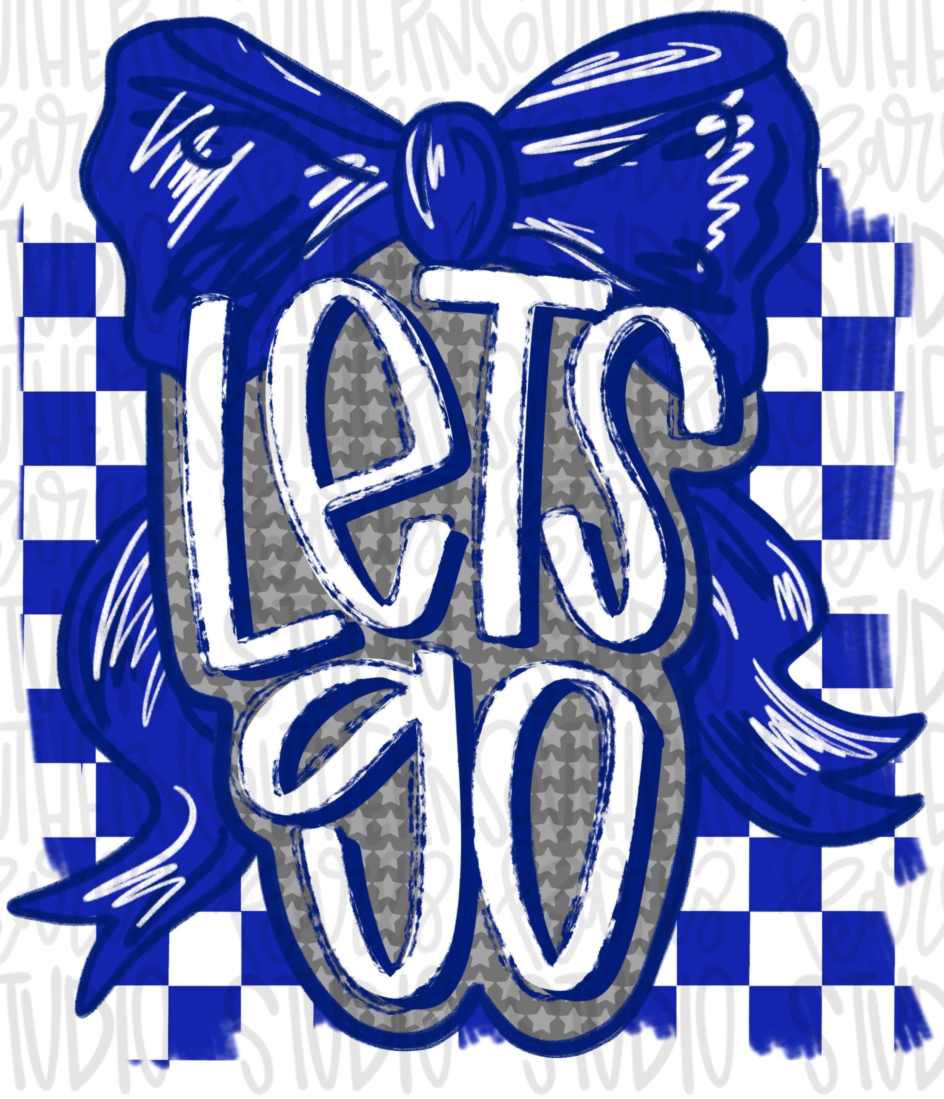 Let’s Go bow | royal and white | Go Team | PNG | Sublimation | Design Download | womens and kids