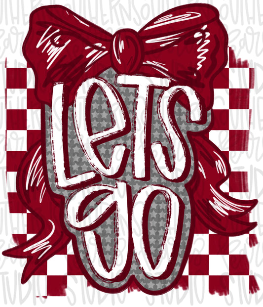 Let’s Go bow | crimson and white | Go Team | PNG | Sublimation | Design Download | womens and kids