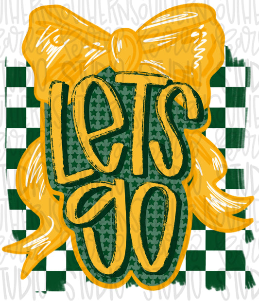 Let’s Go bow | yellow and green | Go Team | PNG | Sublimation | Design Download | womens and kids
