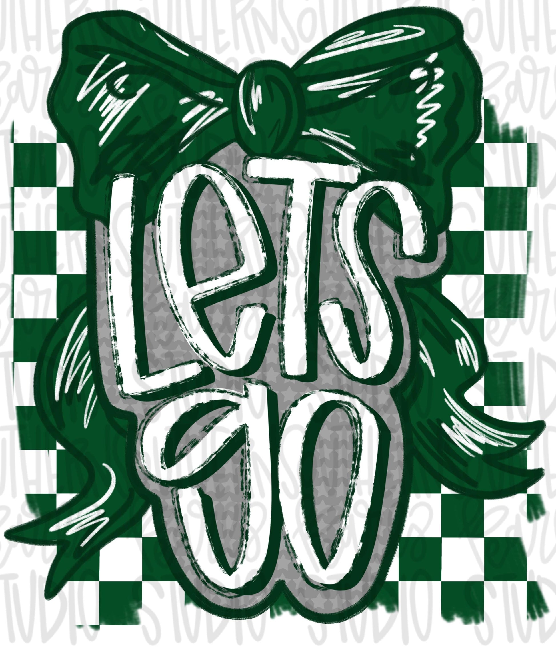 Let’s Go bow | green and white | Go Team | PNG | Sublimation | Design Download | womens and kids