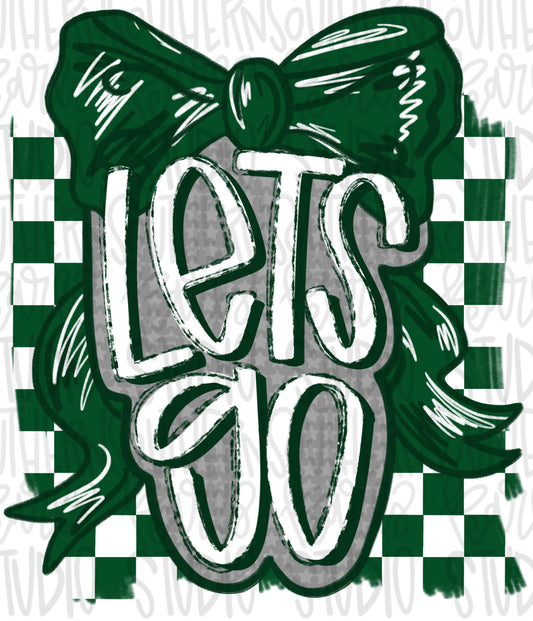 Let’s Go bow | green and white | Go Team | PNG | Sublimation | Design Download | womens and kids