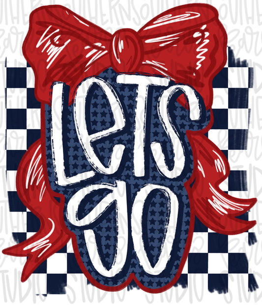 Let’s Go bow | red and navy | Go Team | PNG | Sublimation | Design Download | womens and kids