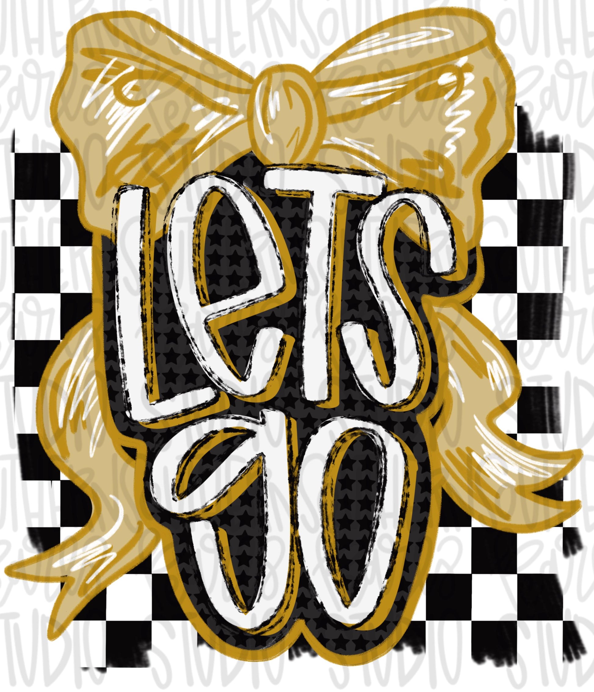 Let’s Go bow | black and gold | Go Team | PNG | Sublimation | Design Download | womens and kids