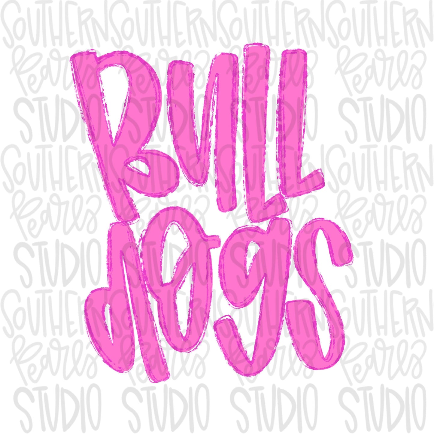 Bulldogs | Neon pink Mascot in frame | front and back designs | Sublimation Design | Digital Download | Women’s, Kids Shirt PNG