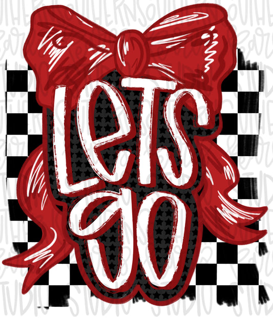 Let’s Go bow | red and black | Go Team | PNG | Sublimation | Design Download | womens and kids