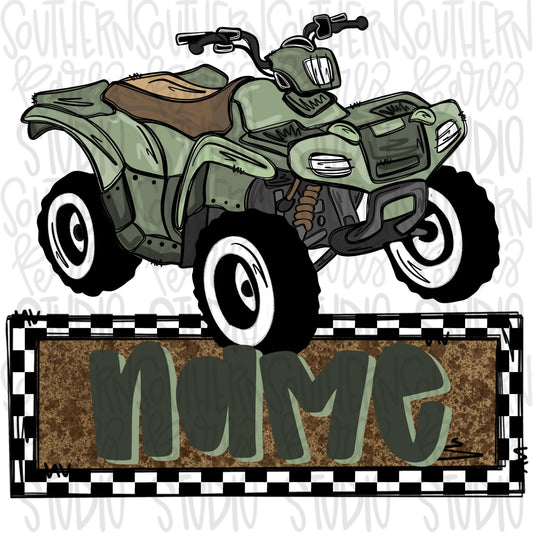 Four wheeler with Name Patch | Sublimation Design | Digital Download | Women’s, Kids Shirt PNG