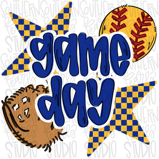 Game Day Softball | Royal and gold | Go Team | PNG | Sublimation | Design Download