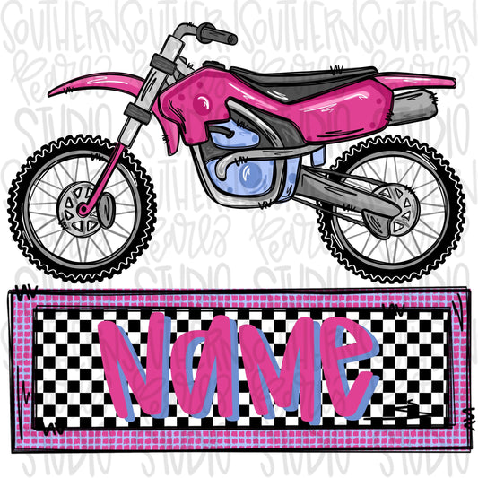 Dirt bike with Name Patch girly | Sublimation Design | Digital Download | Women’s, Kids Shirt PNG