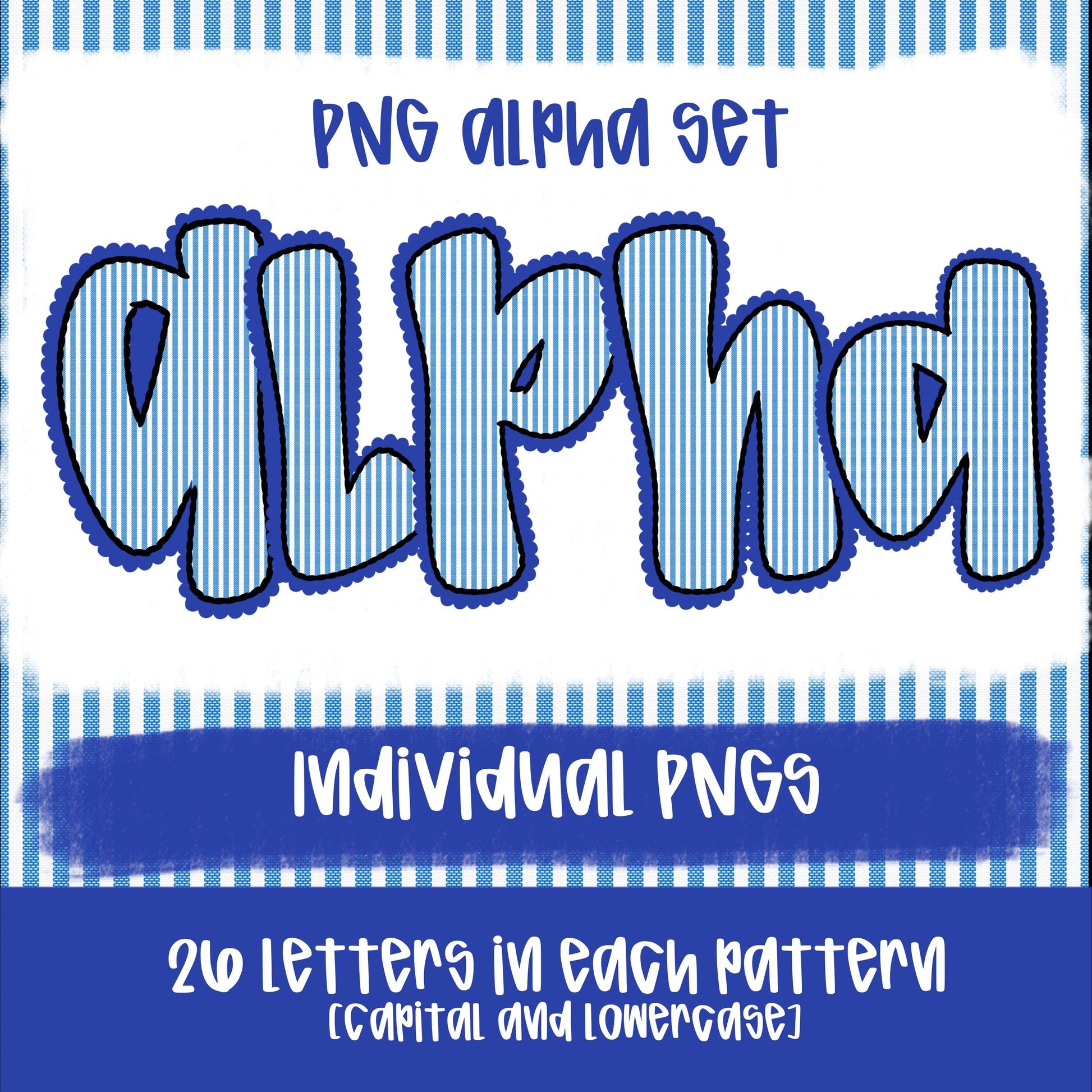 Seersucker Alpha Royal | PNG Font | Sublimation Design | Digital Download | Women’s, Kids Shirt PNG