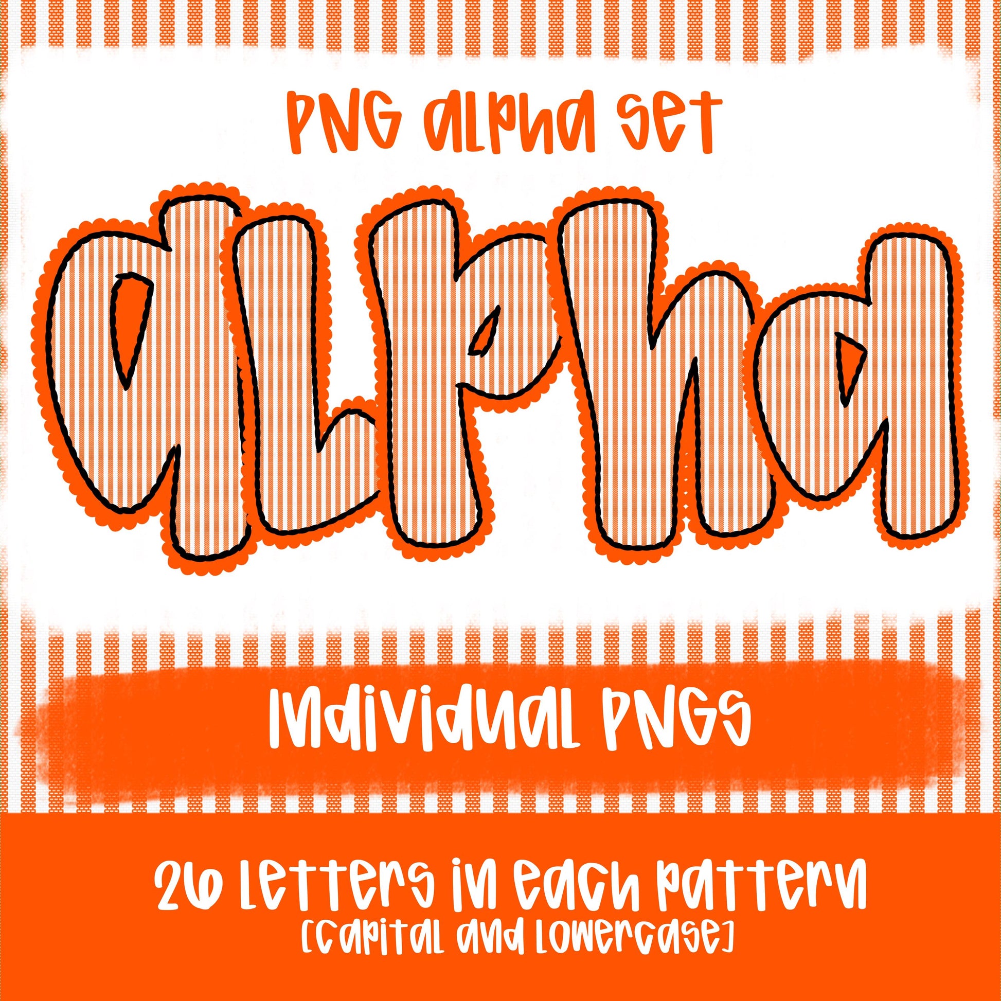 Seersucker Alpha Orange | PNG Font | Sublimation Design | Digital Download | Women’s, Kids Shirt PNG
