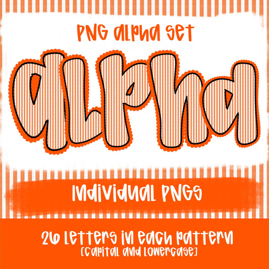 Seersucker Alpha Orange | PNG Font | Sublimation Design | Digital Download | Women’s, Kids Shirt PNG