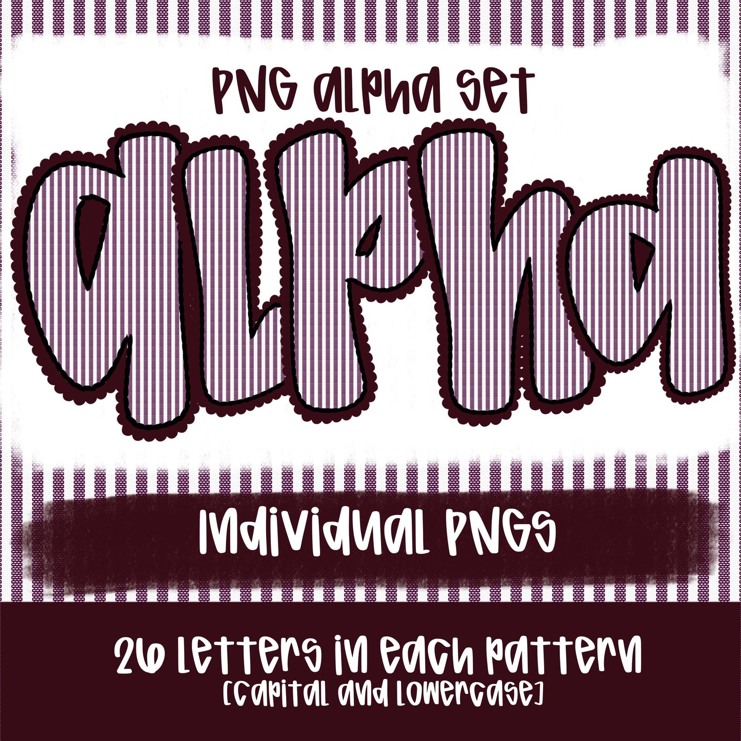 Seersucker Alpha Maroon | PNG Font | Sublimation Design | Digital Download | Women’s, Kids Shirt PNG