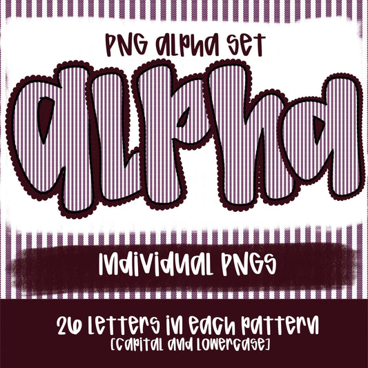 Seersucker Alpha Maroon | PNG Font | Sublimation Design | Digital Download | Women’s, Kids Shirt PNG
