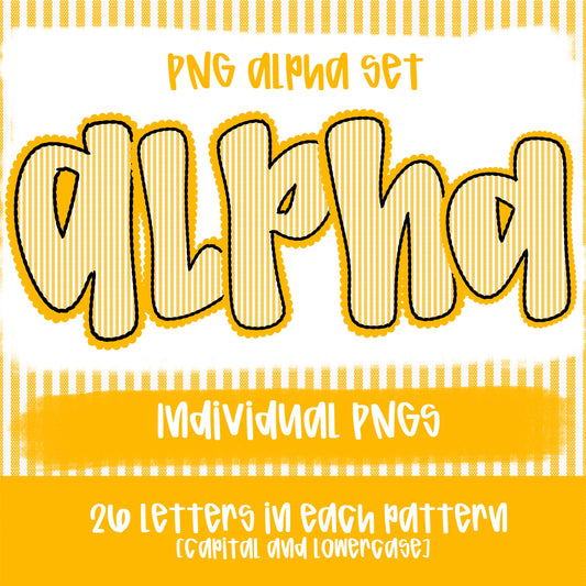 Seersucker Alpha Yellow | PNG Font | Sublimation Design | Digital Download | Women’s, Kids Shirt PNG