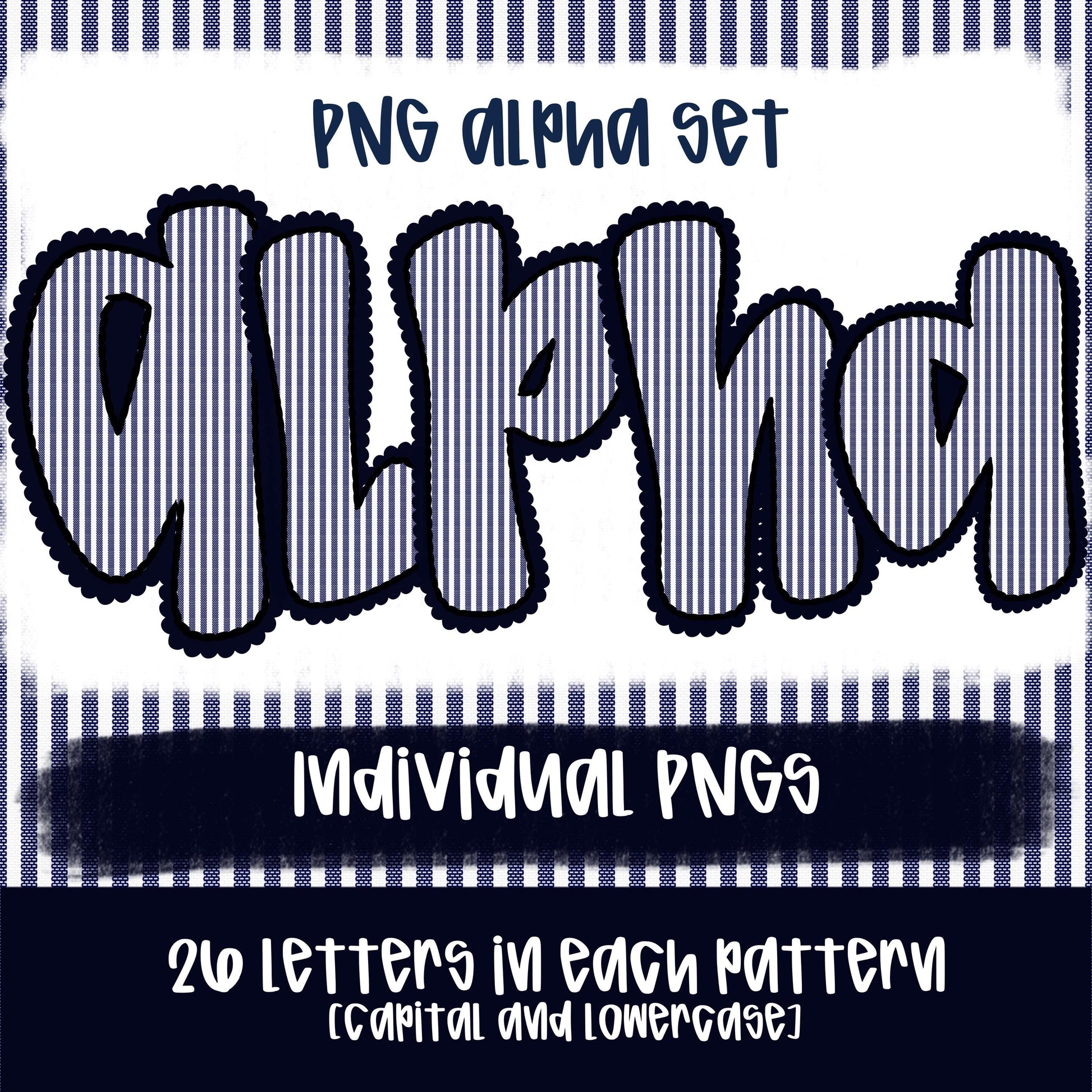 Seersucker Alpha navy | PNG Font | Sublimation Design | Digital Download | Women’s, Kids Shirt PNG